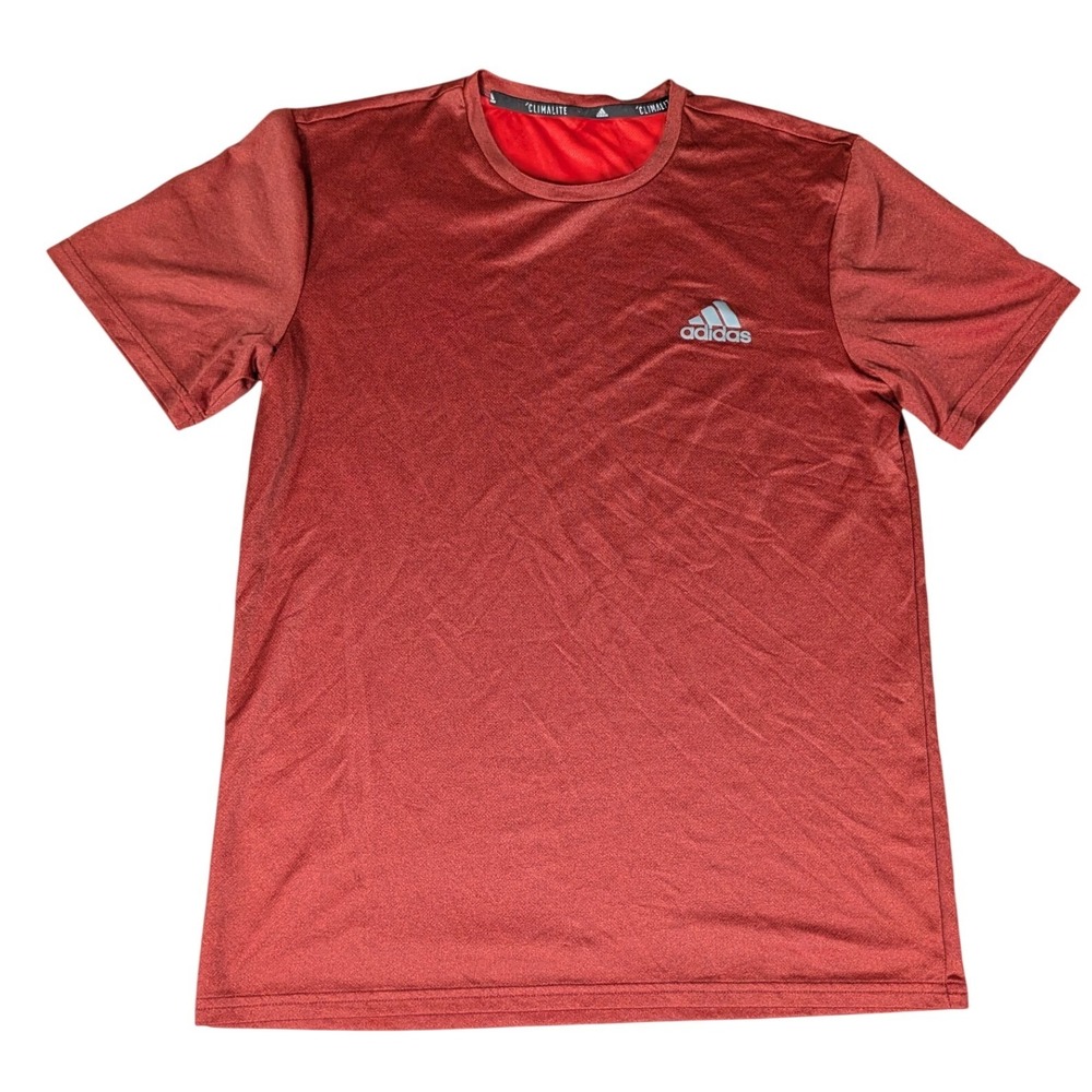 Adidas T-Shirt Mens M Burgundy Climalite Heathered Short Sleeve Excellent